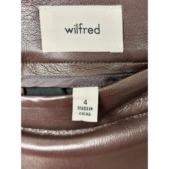 Wilfred Faux Leather High Waisted Pencil Mini Skirt Dark Brown Women's Size 4 - Picture 2 of 3